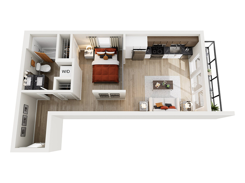 Open 1x1 C.6 - MHA floor plan at Ion Queen Anne